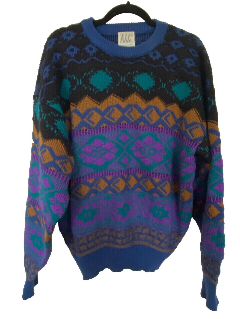 NILS Vintage Sweater Pullover Jumper Men XL Nordic Wool Ski Fair Isle